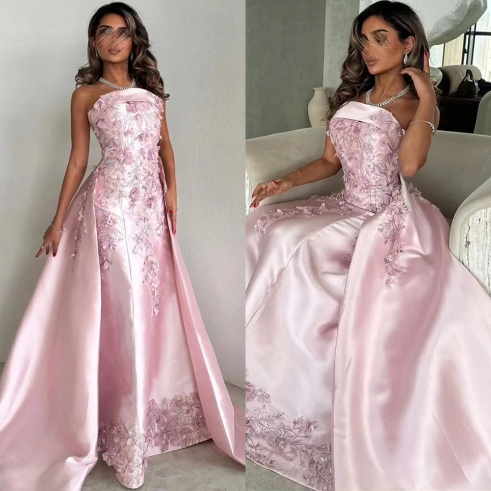 فساتين لحضور الحفلات الموسيقية الكلاسيكية بدون حمالات مخصصة من الدانتيل الرائع وزينة فستان سهرة على شكل حرف a مطرز بالترتر سويب تراين فساتين المشاهير