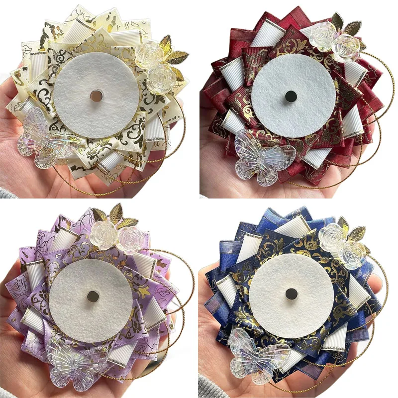 1pc Rosette Badge Holder Clear Crystal Butterfly Rose Bow Ornament DIY Y2K Itabag Pin Display Brooch Accessory for Anime Fans