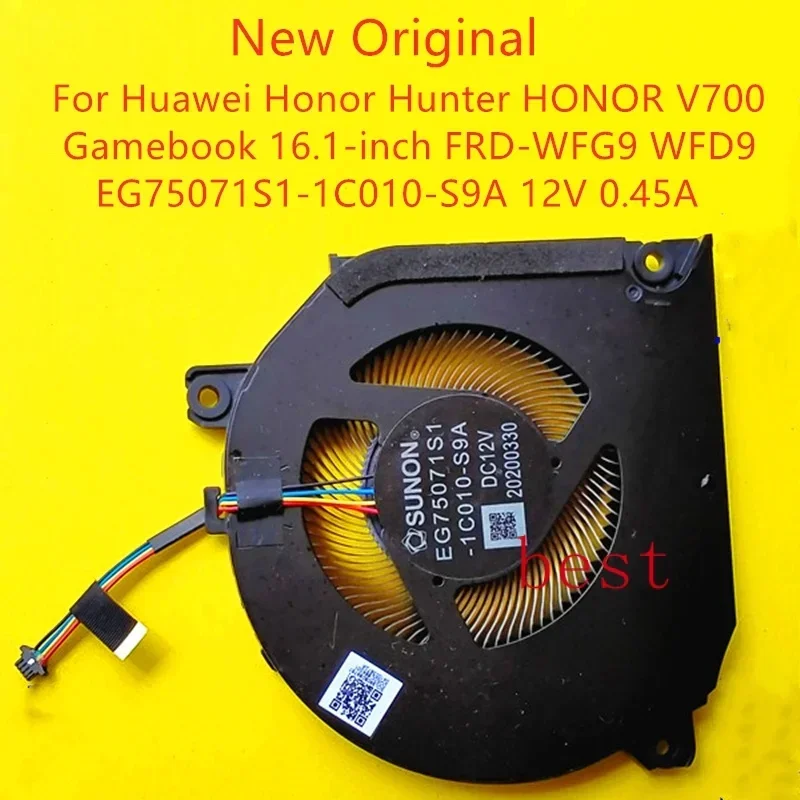 

FORNew Original Laptop CPU Cooling Fan For Huawei Honor Hunter HONOR V700 Gamebook 16.1 FRD-WFG9 WFD9 Fans E G75071S1-1C010-S9A