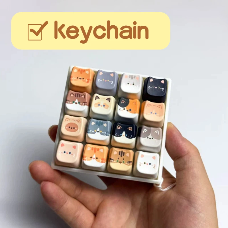 Cat Button Decompression Fidget Toy 3D Printing Keychain Button Keycap Stress Relief Toy Bag Keychain Pendant Bag Charm Gift