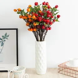 9 Heads Pomegranate Branch With Leaves Red Artificial Fruits Flowers For Wedding Party Tabel Decoration Home Birthday Decor