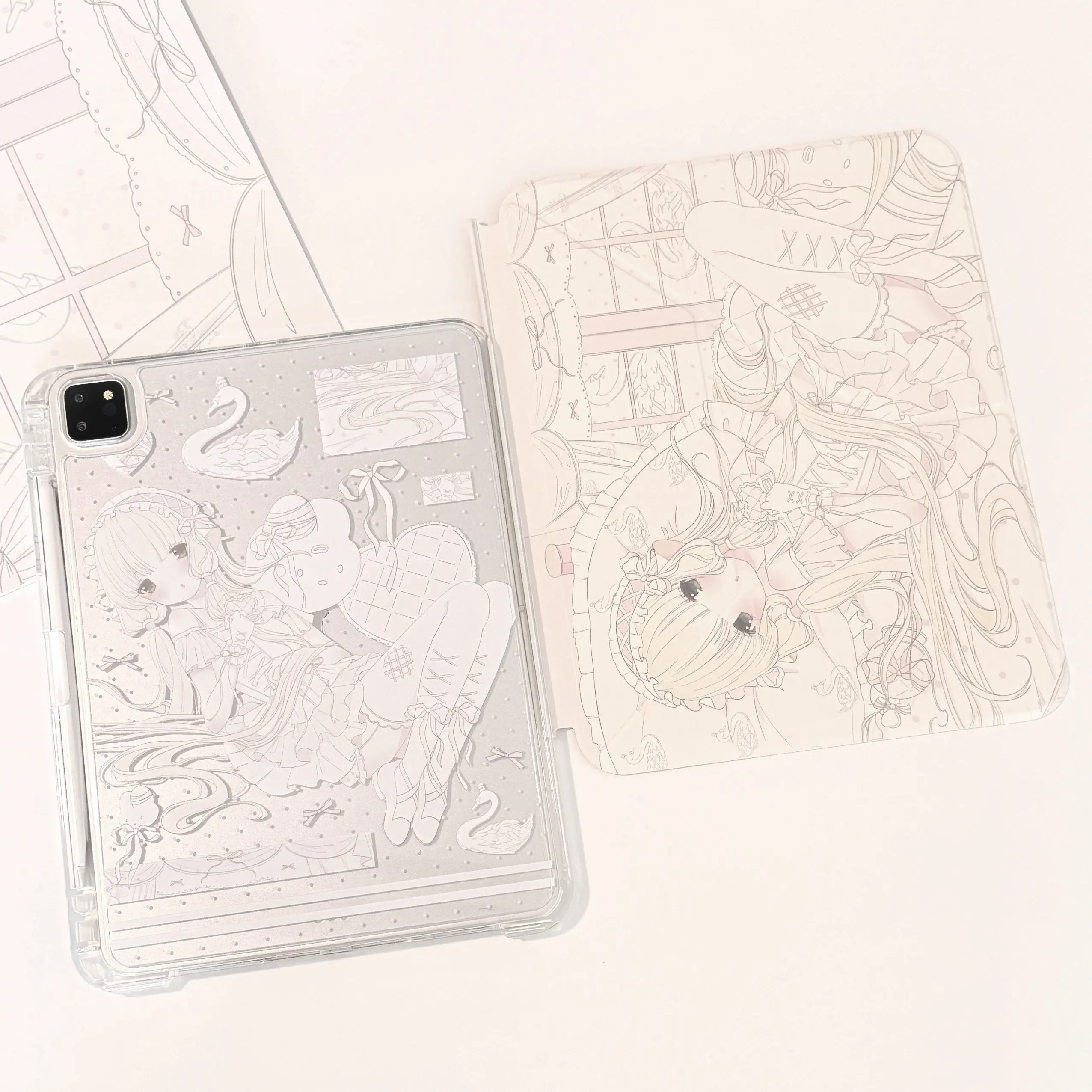 Ins Polka Dots Sexy Skirt Girl Sweet Y2K Cute For iPad Case iPad 10 9 8 7 Air 5 4 3 2 Pro 11 Mini Three Fold Transparent Cover