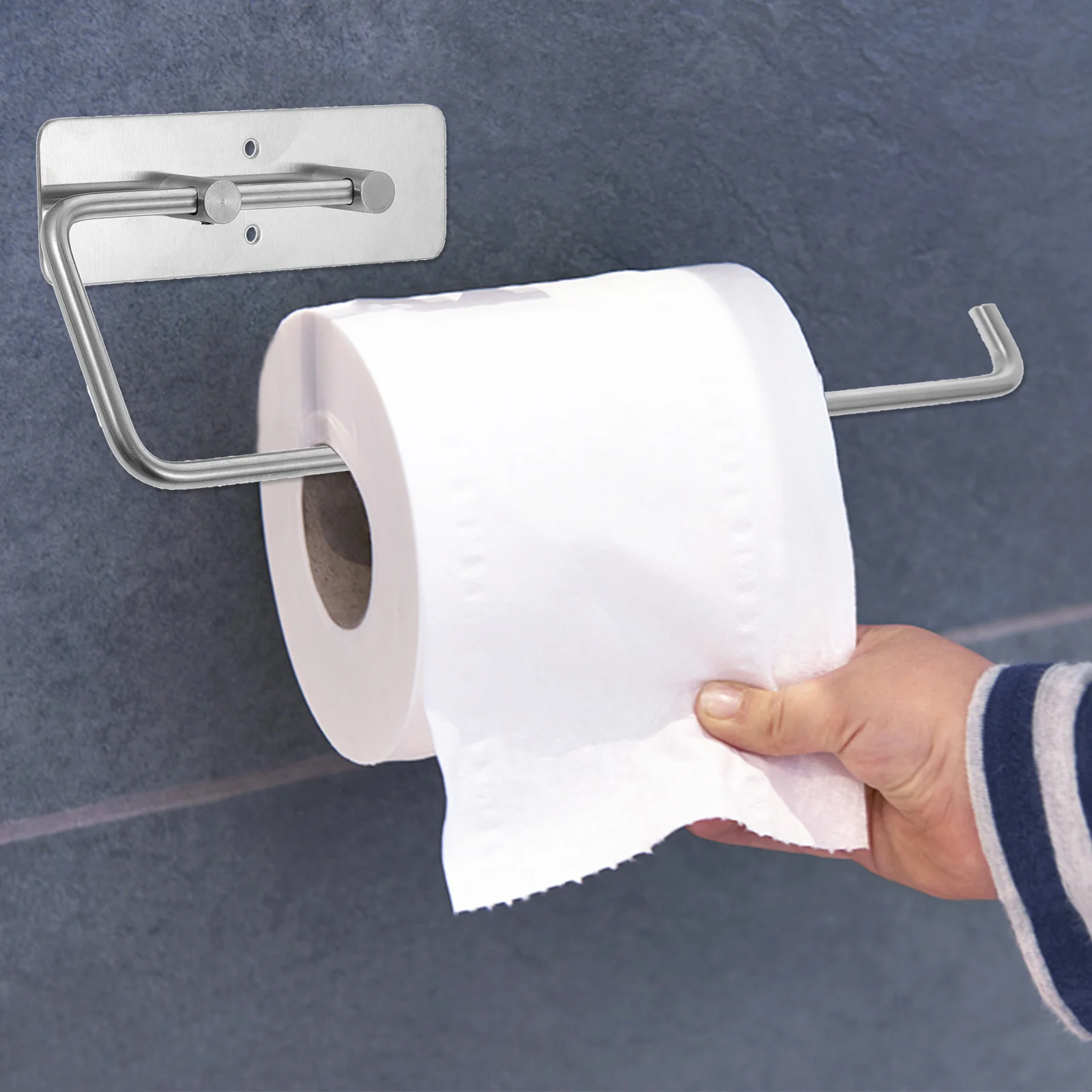 Stainless Steel Toilet Roll Holder Long Lasting Simple Design Easy to Install for Bathroom Kitchen Hotel Storage Rack