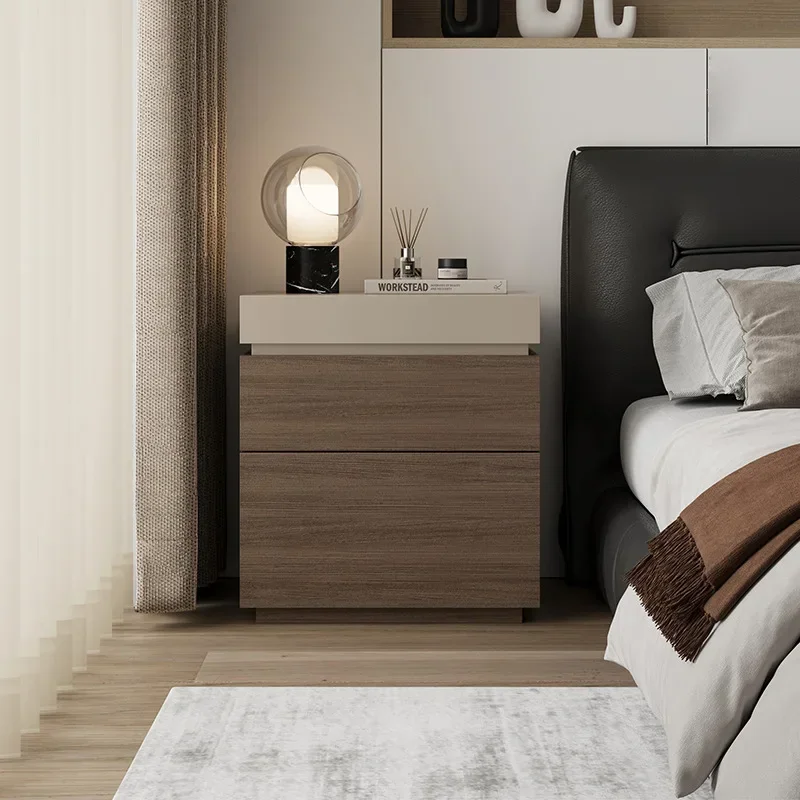 Solid Wood Bedside Table Italian Multi-layer Hidden Dark Layer Light Luxury Storage Bedside Cabinetsturdy And Durable Durable