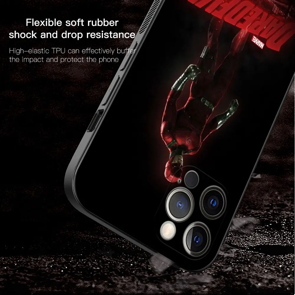 Marvel Avengers Daredevil custodia morbida in Silicone per iPhone 15 14 13 12 11 Pro Max 6S 6 7 8 Plus X XR 12 13 Mini Cover