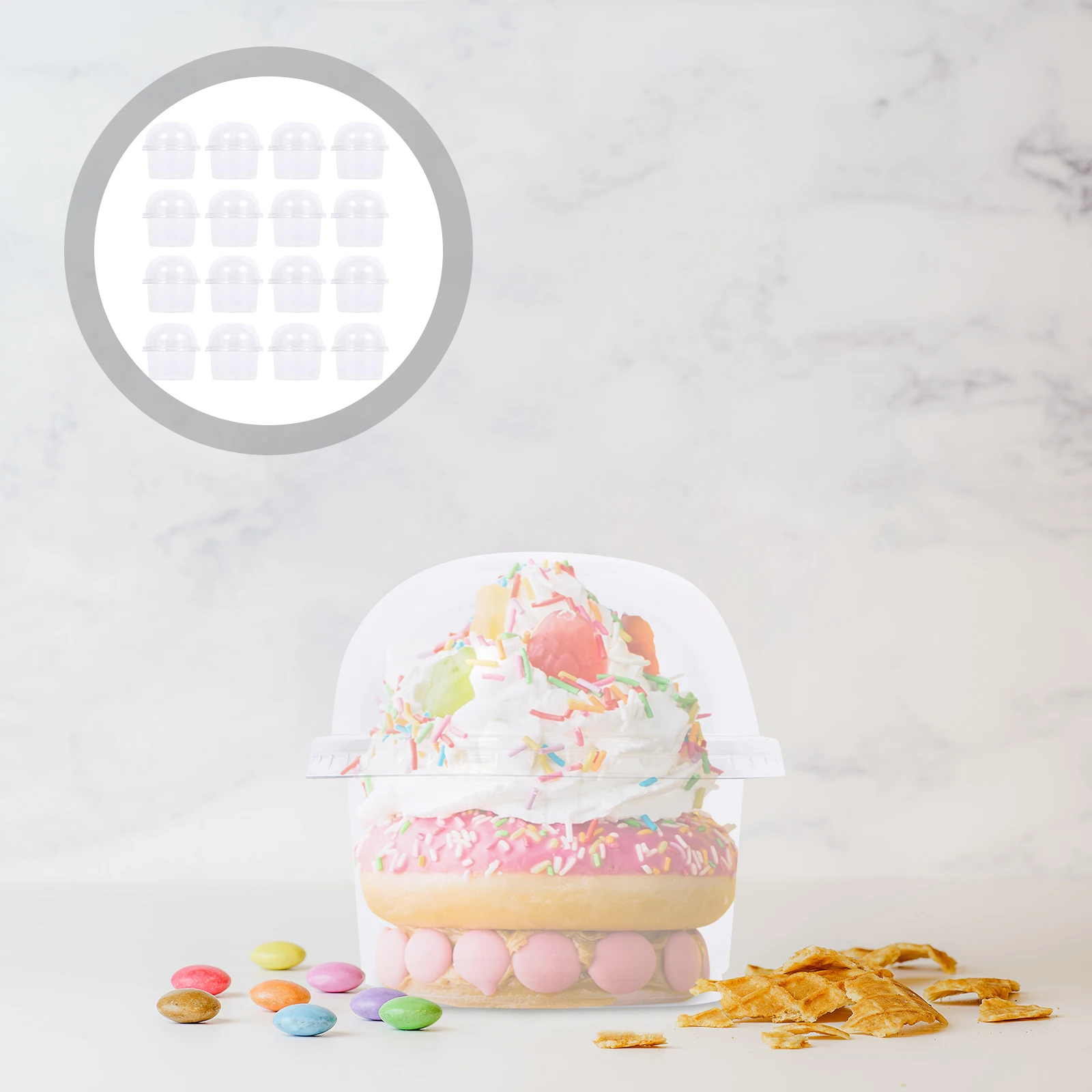 

50 Pcs Dessert Cup with Lid Salad Container DIY Accessories Square Cups Clear Plastic