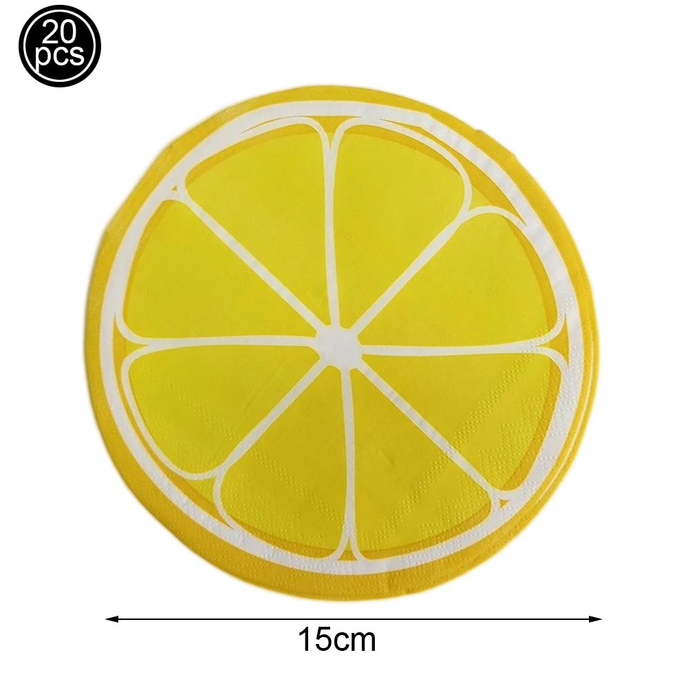 20/40/60/80/100Pcs Zitrone Party Papier Servietten Einweg Papier Gelbe Zitrone Cocktail servietten Sommer Zitrone Obst Party Dekorationen – Detail 2
