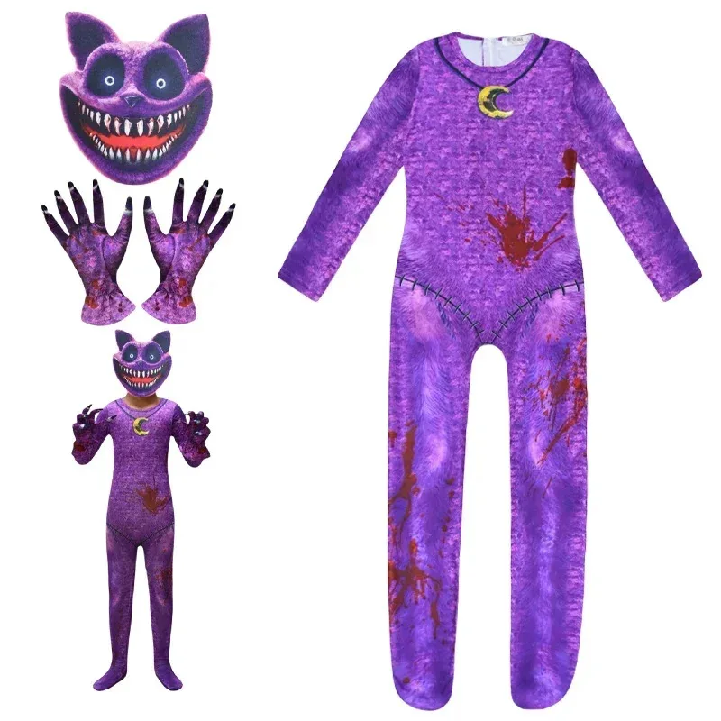 

New Halloween Children Role-playing Smilings Critters Cat Cosplay Costume Catnap Jumpsuits with Mask Kids Horror Costumes goi/6