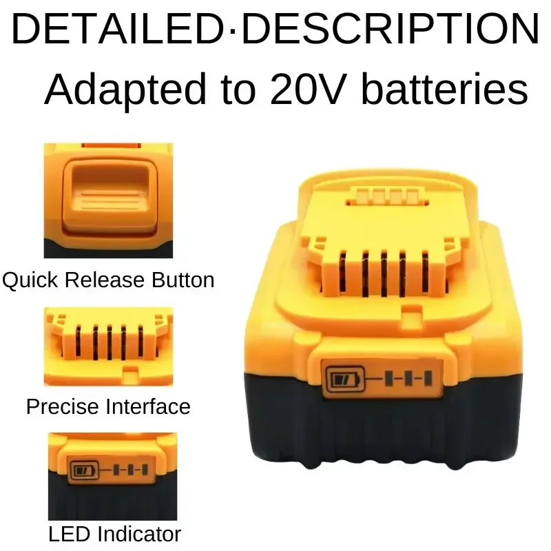 DCB2006.0Ah 8.0Ah/12.0Ah For DeWalt 20V Battery Replacement Battery Compatible With For Dewalt 18V/20V Tools Battery