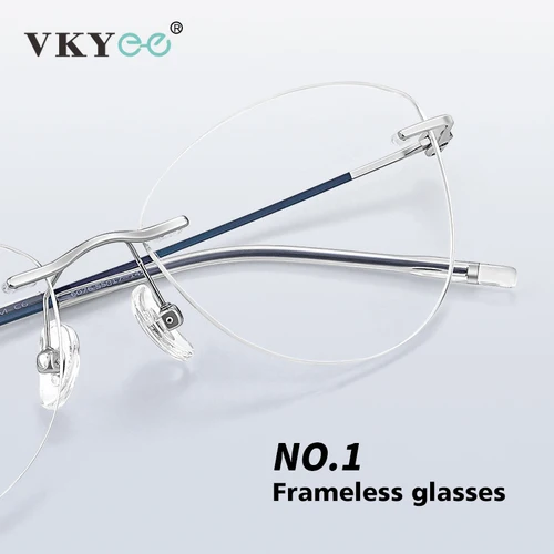 Imagen 2 del producto VICKY, nuevas gafas simples de mariposa ultraligeras de titanio puro sin montura, gafas antiluz azul, prescripción personalizable