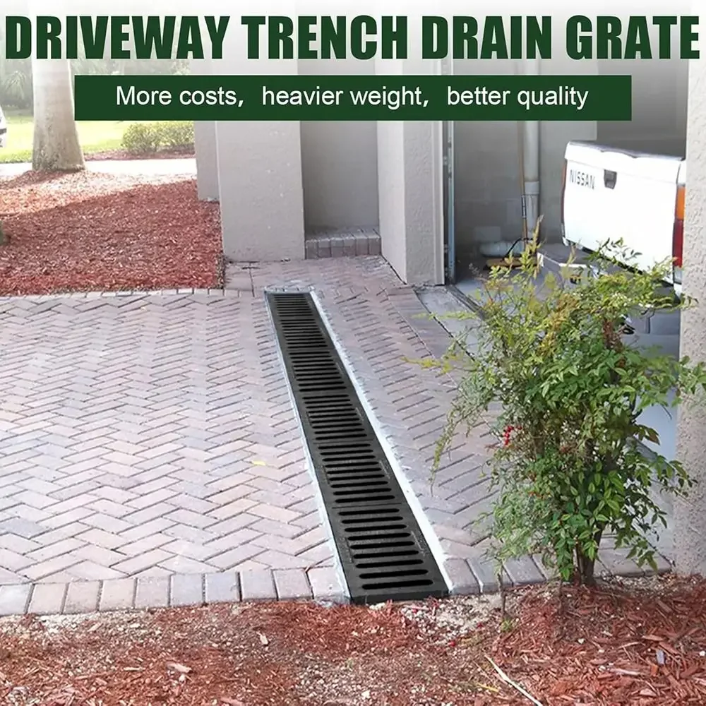 New High Strength Trench Cover Resin Plastic Rectangular Garage Floor Drain Black Grate Driveway Kitchen