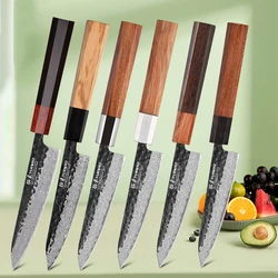 TURWHO 5-inch Japanese Hand Forged Kitchen Utility Knife Damascus Steel Chef Knives Sharp Vegetable Fruit Paring Cooking Tools