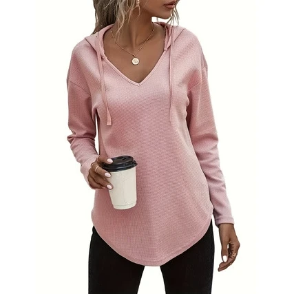 Women's Hooded V-Neck Sweatshirt Coat Drawstring Large Size Autumn 2025 New Arrival Casual Comfortable Unisex Abstract Pattern