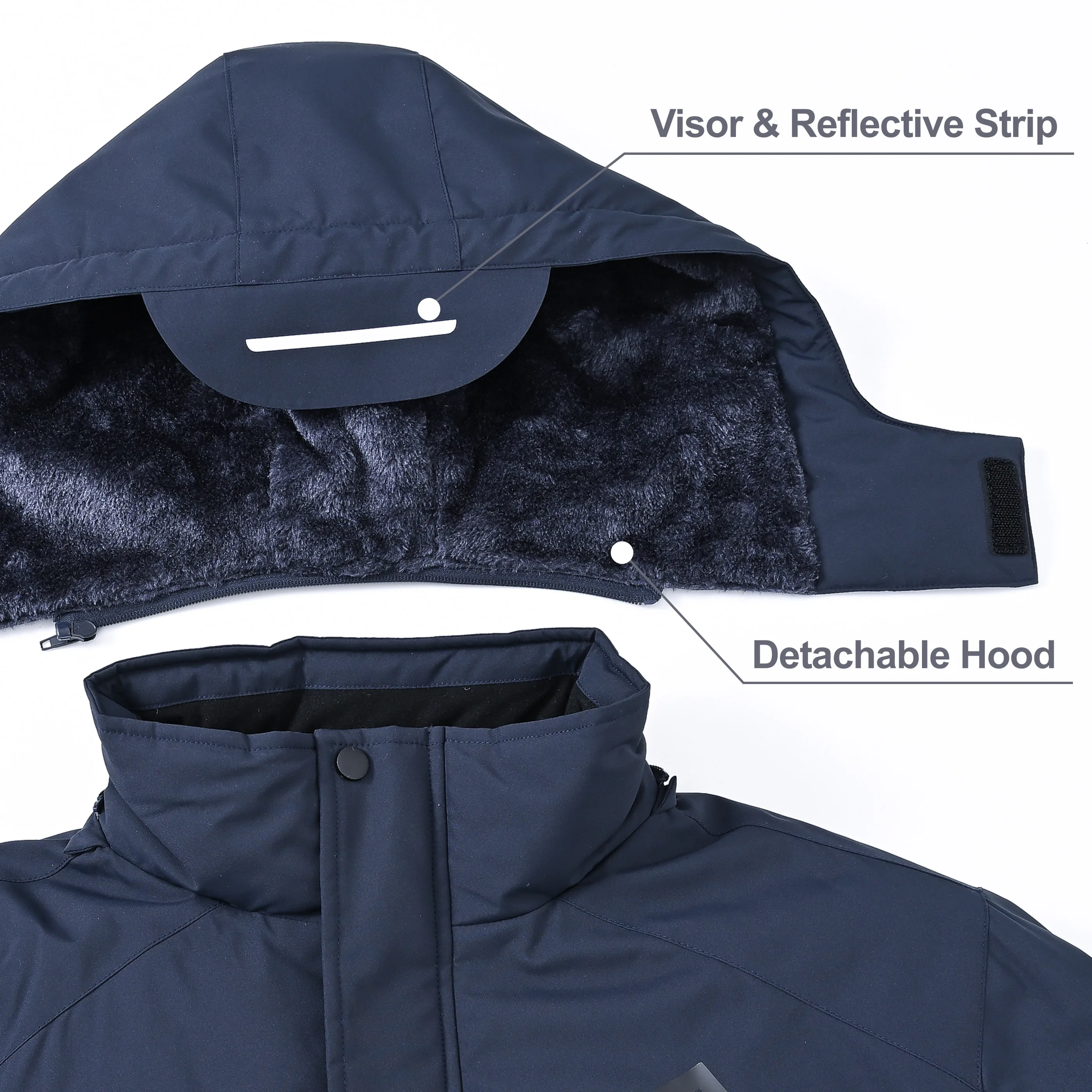 Winter Wasserdichte Winddichte Fleece-Gefütterte Jacken Herren Wanderjacken Outdoor Abnehmbare Kapuzenmäntel Ski Snowboard Oberbekleidung – Detail 10