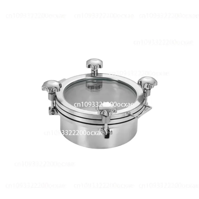 304 Stainless Steel Pressure Manhole Cover Sanitary Grade With Sight Glass Flange Hand Hole Welded Thickened Viewing Window