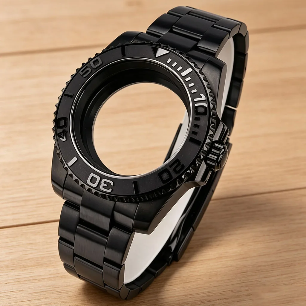 40MM Black Watch Case NH35 Ceramic Insert Sapphire For YACHT-MASTER NH35 NH36 NH34 Miyota8215 ETA2824 Watch Case Movt Strap Part
