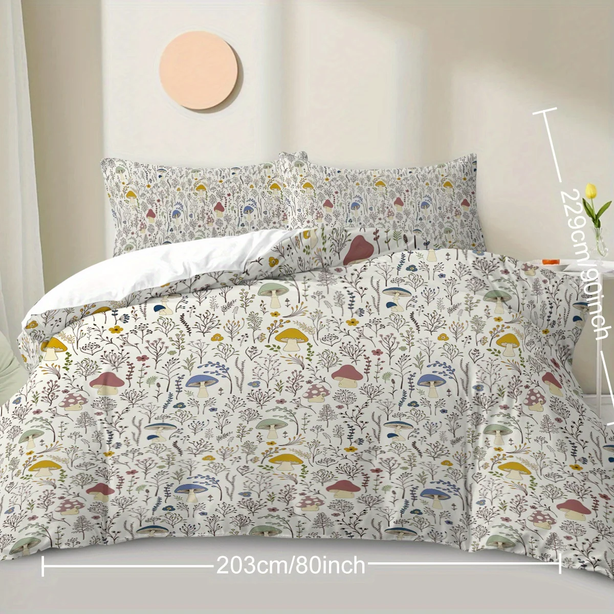 Cartoon Mushroom Bedding Set 3D Printing 2-3 Piece Set (No Core) Bedroom Duvet Cover Set Gift Home Decor Textile Gifts For Kids