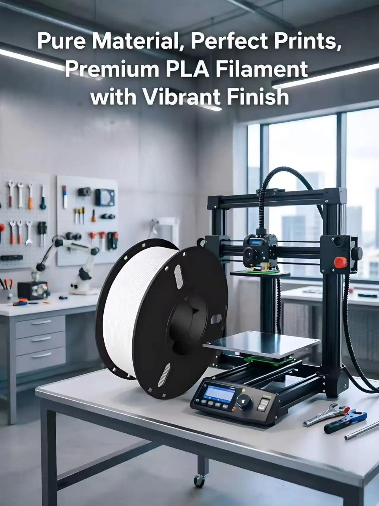 PLA Filament 1.75mm | Compatible with High-Speed 3D Printers | 1KG Spool or 10-Pack Option，No Clogging,PLA white elastic durable