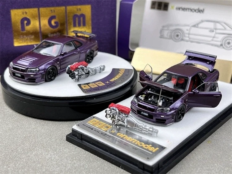 

Newly Stocks PGM 1:64 Diecast Fully Opened R34 MidNight Purple Color In 2024