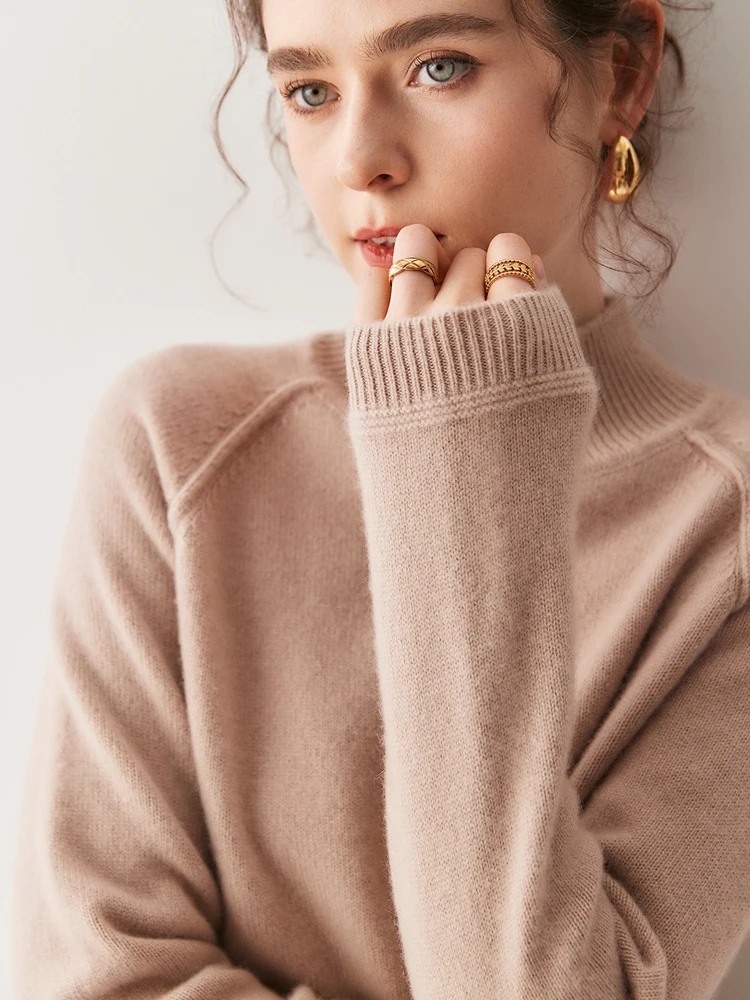 

Yoyoselect женский пуловер из 100% кашемира, осень-зима, однотонный утепленный свитер с воротником-стойкой, мягкая теплая модная одежда, топы