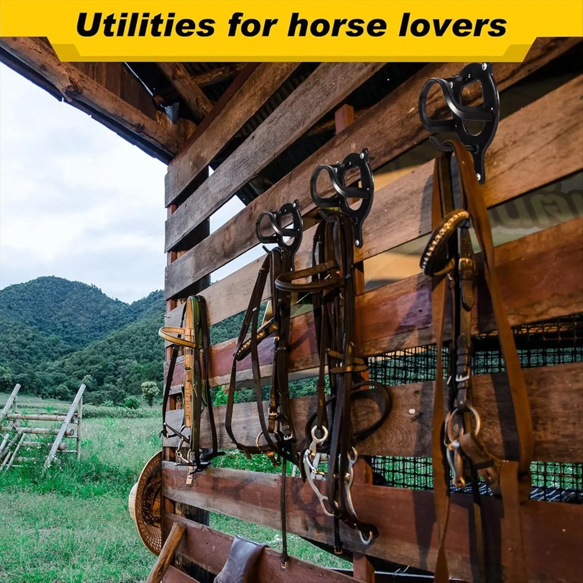 【THANKSGIVING DAY】 3 Counts Horse Bridle Rack Bracket Bridle Hooks Tack Storage Halter Hanger Metal Holder with Tubes and Screw