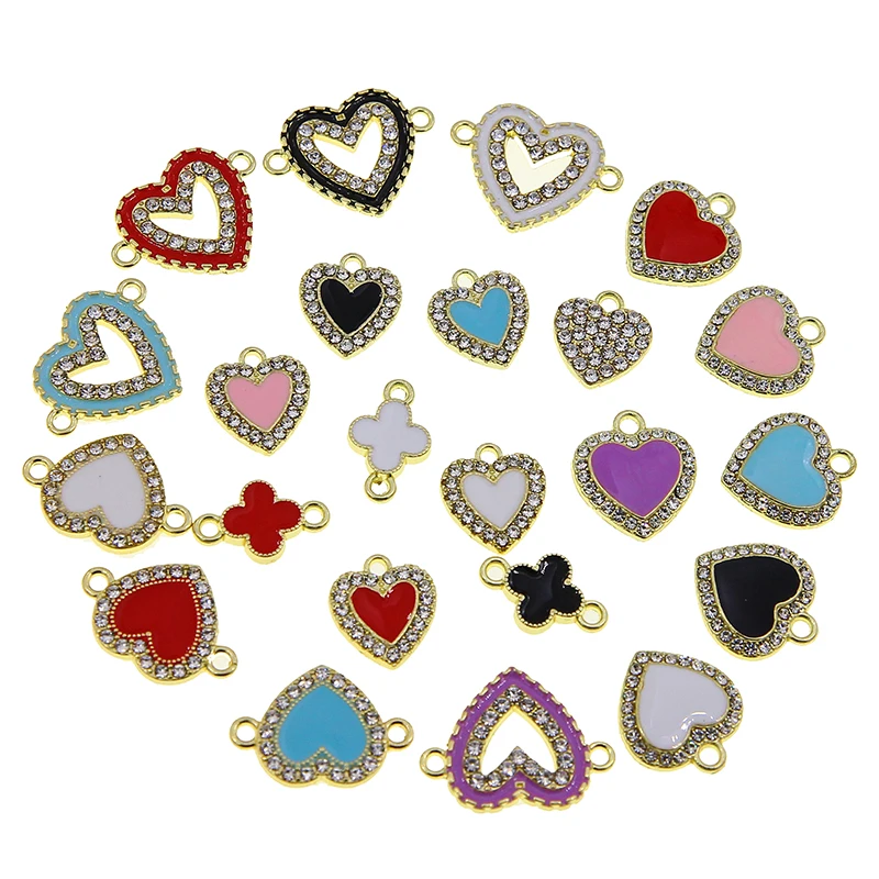 50pcs Enamel Cute Love Heart Charms for Jewelry Making Women Fashion Drop Earrings Pendants Necklaces DIY Bracelet Accessories