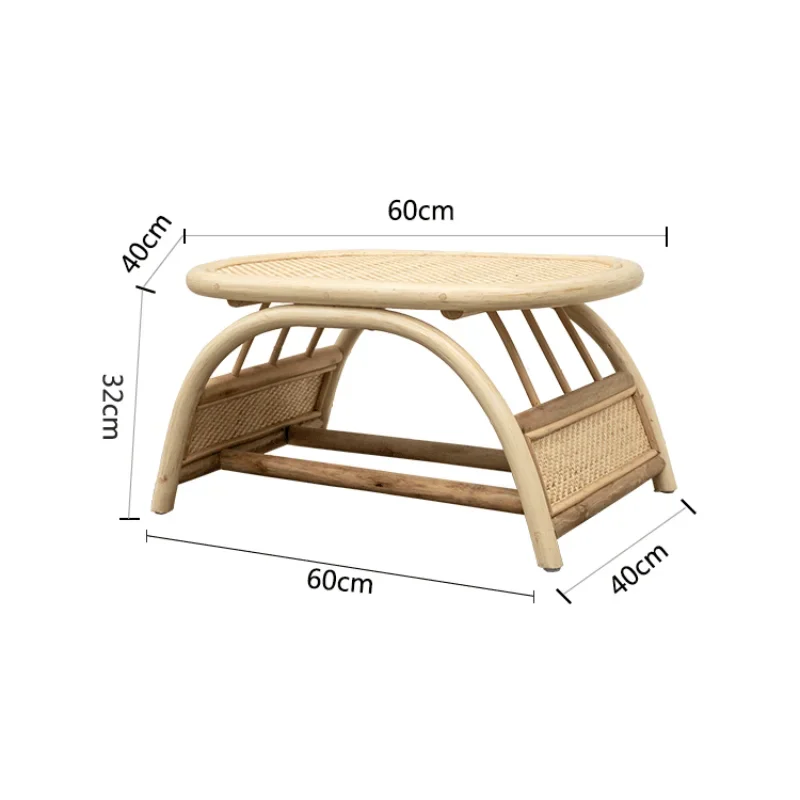 Rattan sprawia, że pływające okno mały stolik stolik do herbaty Tatami herbata trzciny bambusowe rekreacyjne niskie meble stołowe salon