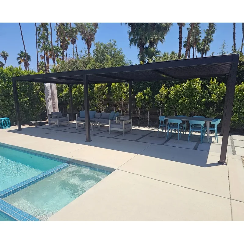 Anyhoo Rapid Setup Rustproof Aluminum Pergola Poolside Lounge Waterproof Adjustable Louver System Square Gazebo Kit
