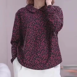 Jersey de manga larga con cuello de muñeca estampado para mujer, Top informal elegante, empalmado, primavera y otoño