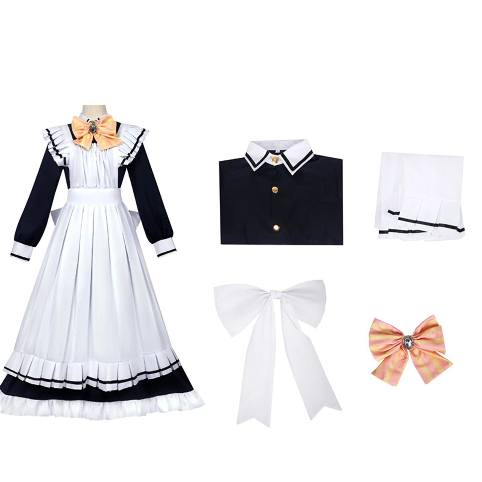 

Shiki Natsume Cosplay Costume Anime Girl Coffee Maid Costume Loli Skirt With Apron Bow Halloween Cosplay Uniform