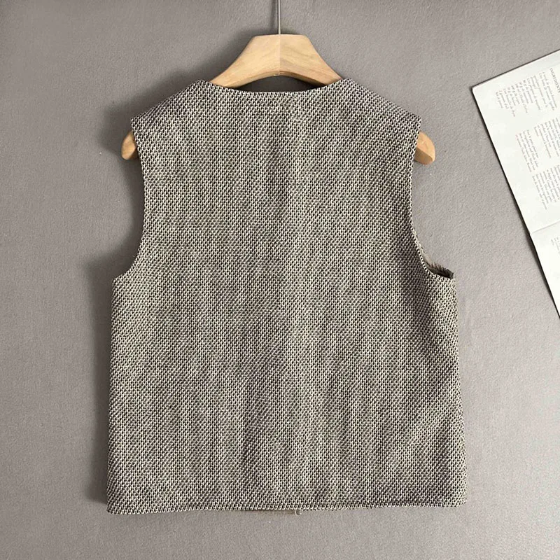 2025 봄 가을 새로운 여성의 작은 향기로운 양복 조끼 자켓 프랑스어 세련된 고급 여성 짧은 자켓 조끼 느슨한 아웃웨어