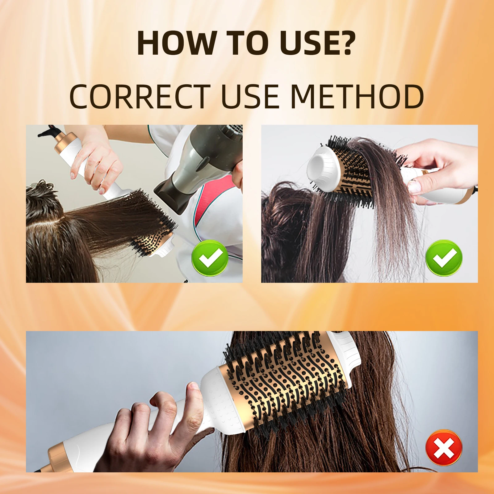 3-in-1 Hot Air Brush with Negative Ion Blow and Comb, Straight and Curl in One Hair Curler Wand