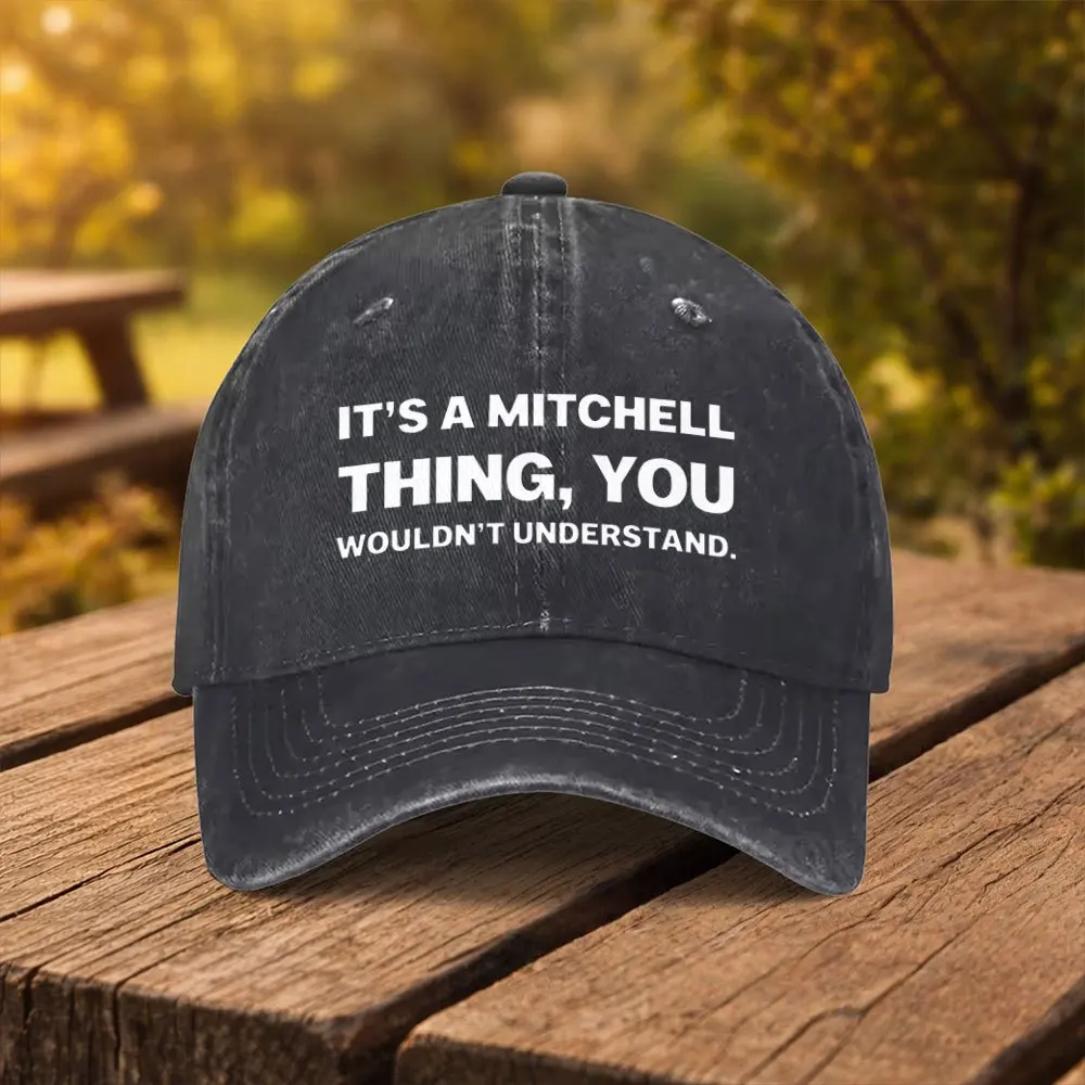 1 gorra de béisbol con estampado del apellido Mitchell, gorra unisex de moda con visera, adecuada para deportes al aire libre, fitness, viajes y excursiones.