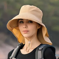 Sombrero de pesca bucket mujer ala ancha con protección cuello