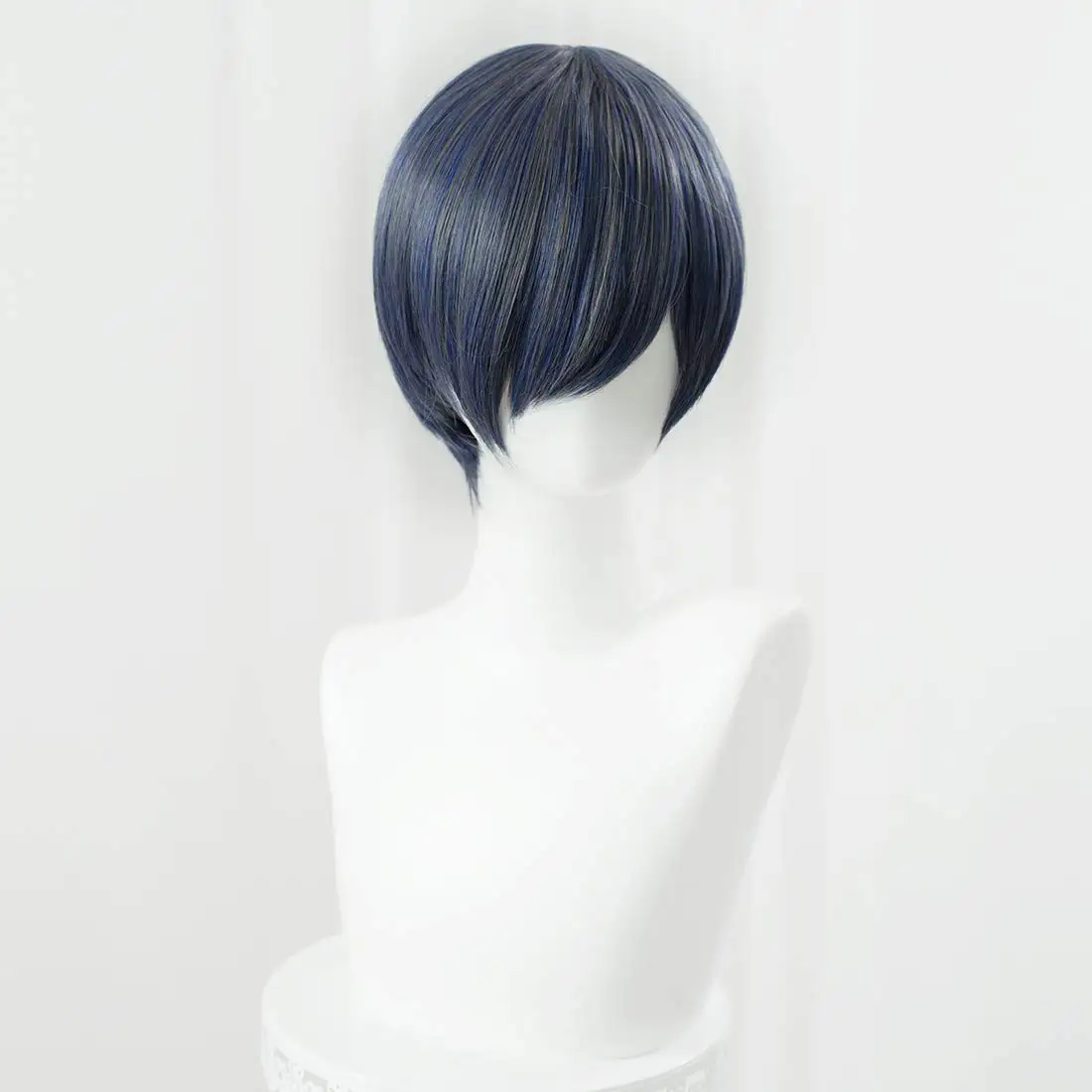 Sl anime perucas cinza + tapa-olho fantasia cosplay unissex curto cinza misto azul perucas de halloween para crianças e adultos com boné