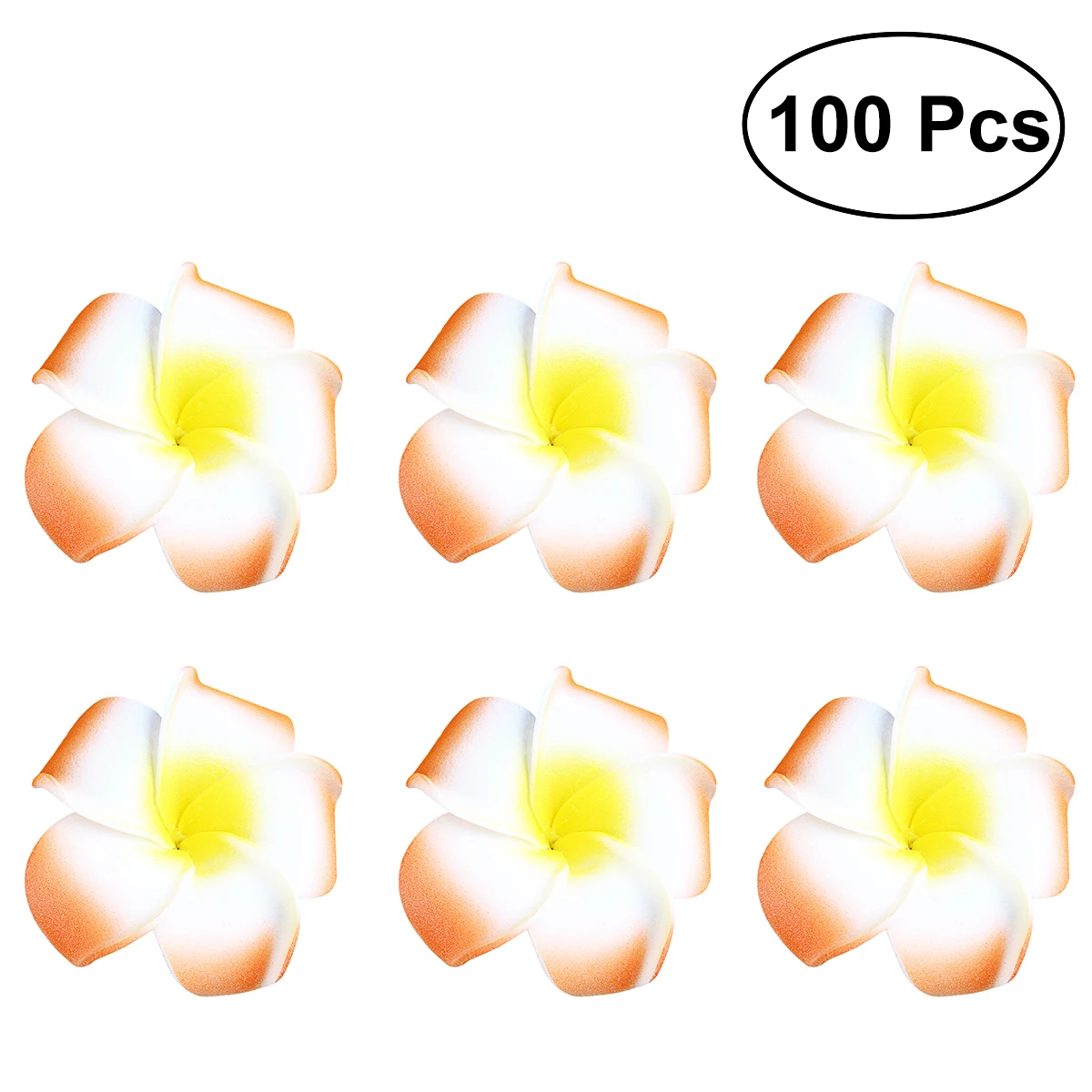 

100Pcs Foam Artificial Flowers Orange 6Cm Lifelike Plumeria Frangipani Wedding Party Decoration Hair Clips Beads Pendants