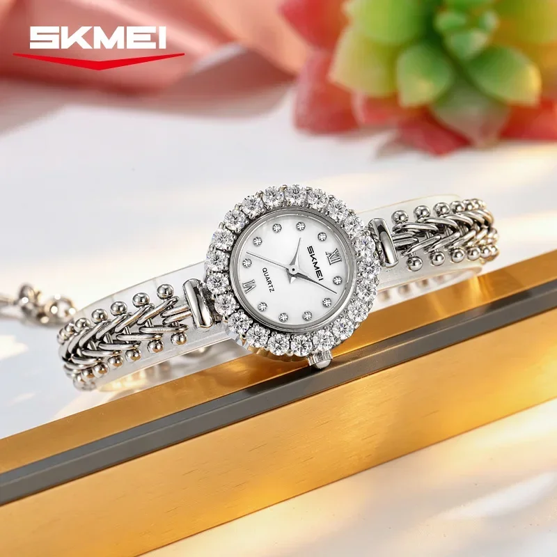 SKMEI 2729 Luxury Watch Relojes De Mujer New Fashion Lightweight Women's Quartz Diamond Set Dial Bracelet Watch