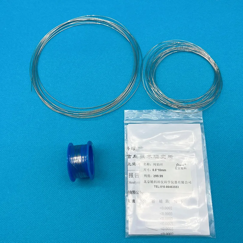 Pure platinum wire, electrophoresis cell electrode, anode platinum wire, flame reaction platinum wire. Purity 99.99%.