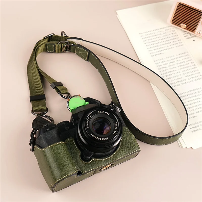 Capa protetora para câmera A93P Capa de couro para câmera Fujifilm Xm5 Base protetora + alça de ombro marrom