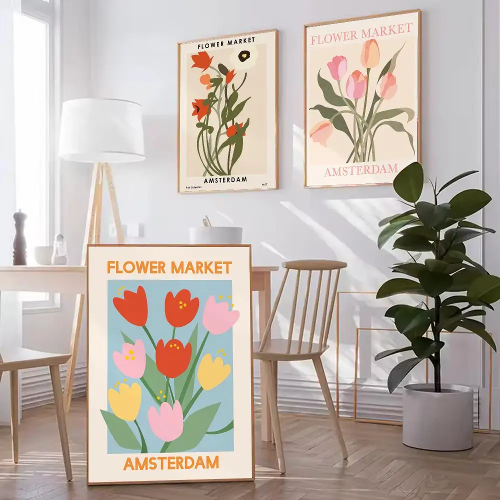 Amsterdam Flower Market HD Wall Art Poster Netherlands Dutch Floral Bloemenmarkt Botanical Europe Travel Home Decor Gift