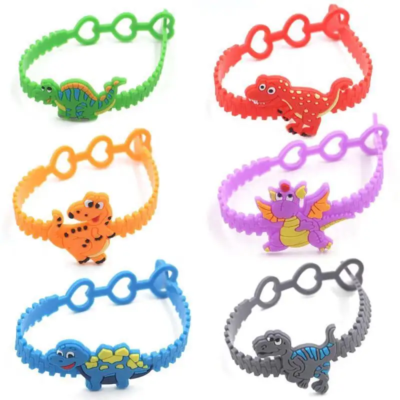 3Holes Adjustable Dinosaur Bangle Cute Animal Bracelet Birthday Holiday Party Kids Children Gift Favor Wristband