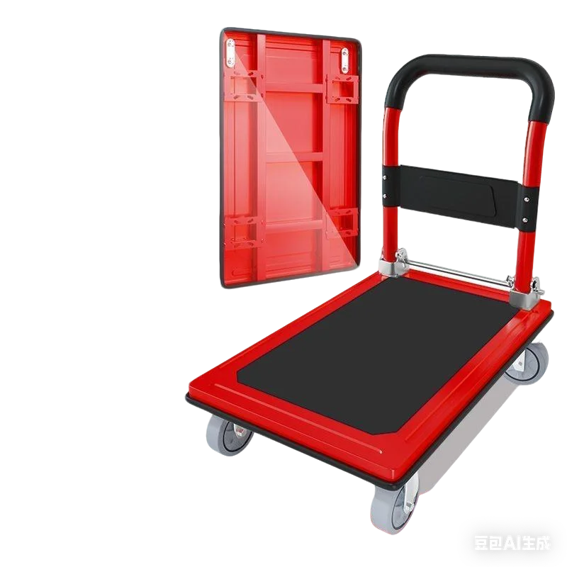 durable-300kg-metal-flatbed-hand-truck-trolley-silent-foldable-platform-with-oem-customizable-mesh-four-wheel-carrying-cart