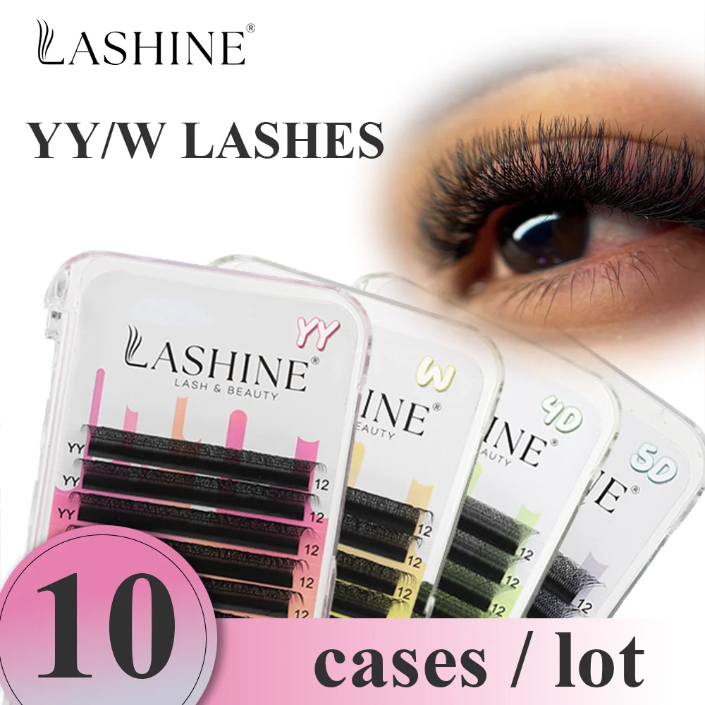 Lashine Yy 3D/4D/5D/6D Mistos, Conjunto de 10 Caixas/Lote, Cílios Postiços Pré-M - imagem 1