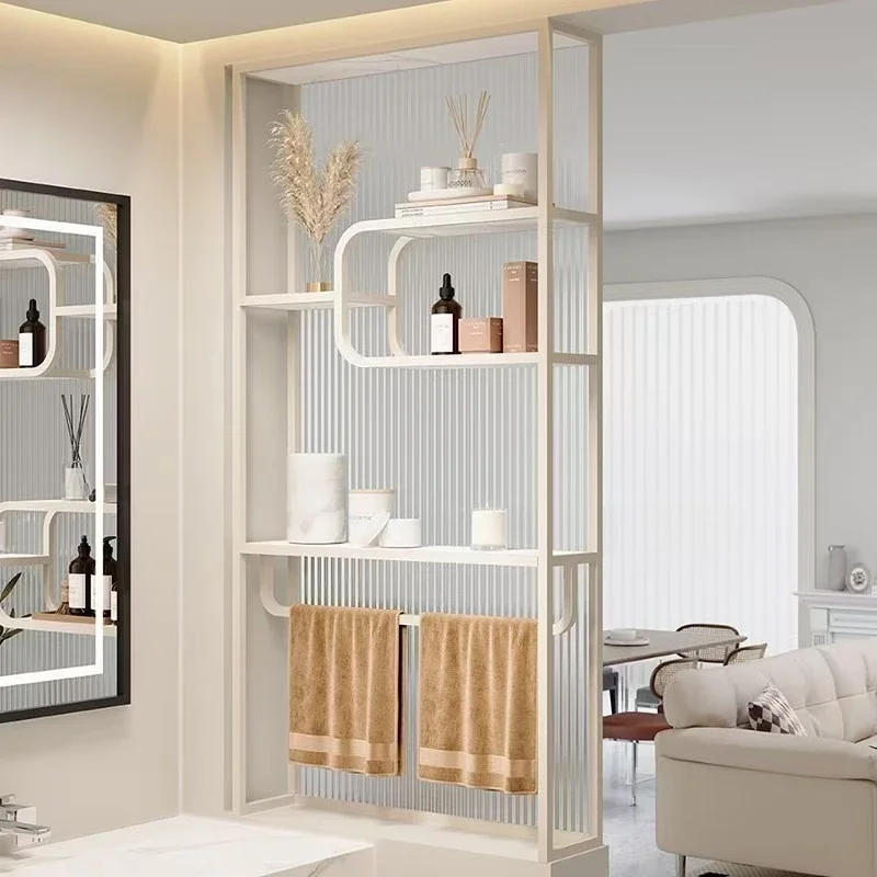 Bathroom Half Wall Partition Wrought Iron Cream Wind Living Room Sink Rack Retaining Wall Multi-Functional Partition