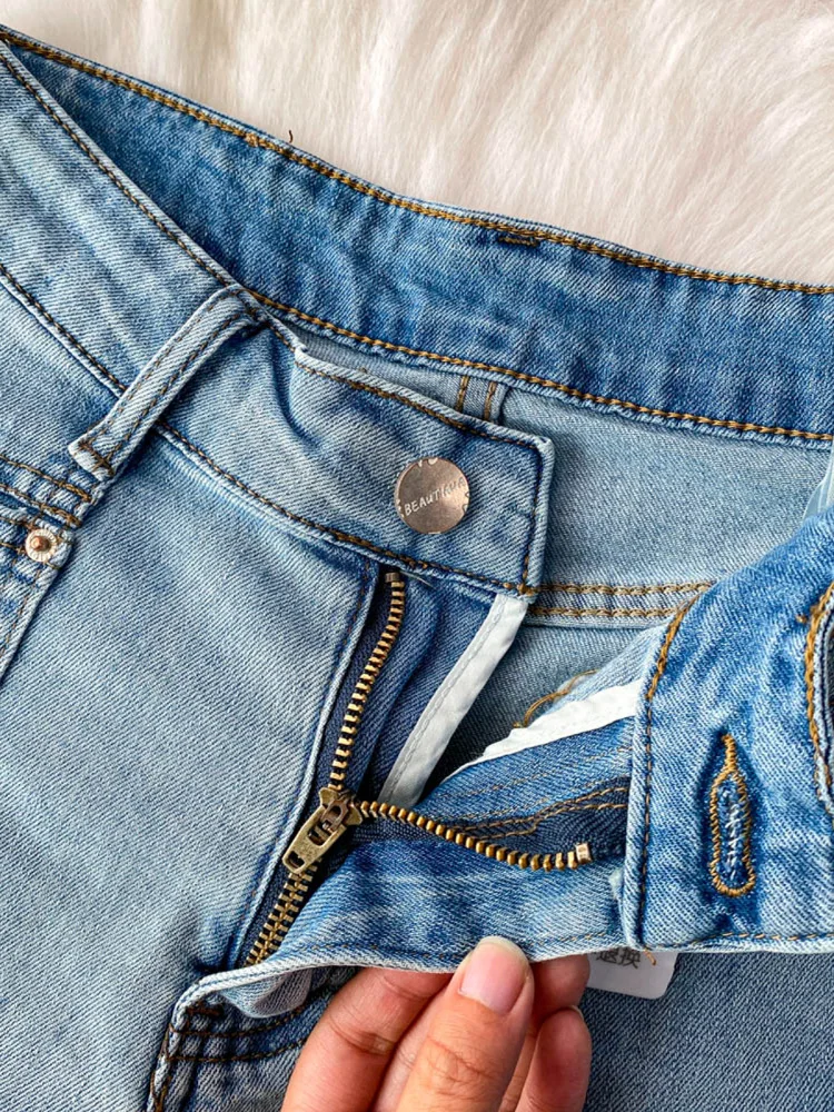 

American Retro Design Double ket Wide Leg Pants Women's Casual High Waist Slimming orts Comfortable Wear Summer Jeans