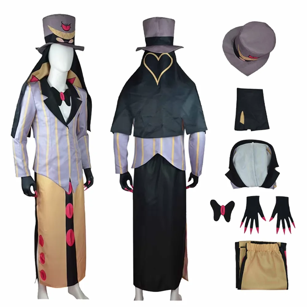 

Adult Sir Pentious Cosplay Costume Hotel Demon Uniform Coat Pants Hat Gloves Men's Vintage Steampunk Outfit Halloween Carnival
