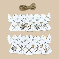 10pcs Wooden Crafts Christmas Tree Hanging Ornaments Wood Cutouts Christmas Decoration DIY Crafts (Wooden Angel Cutouts)