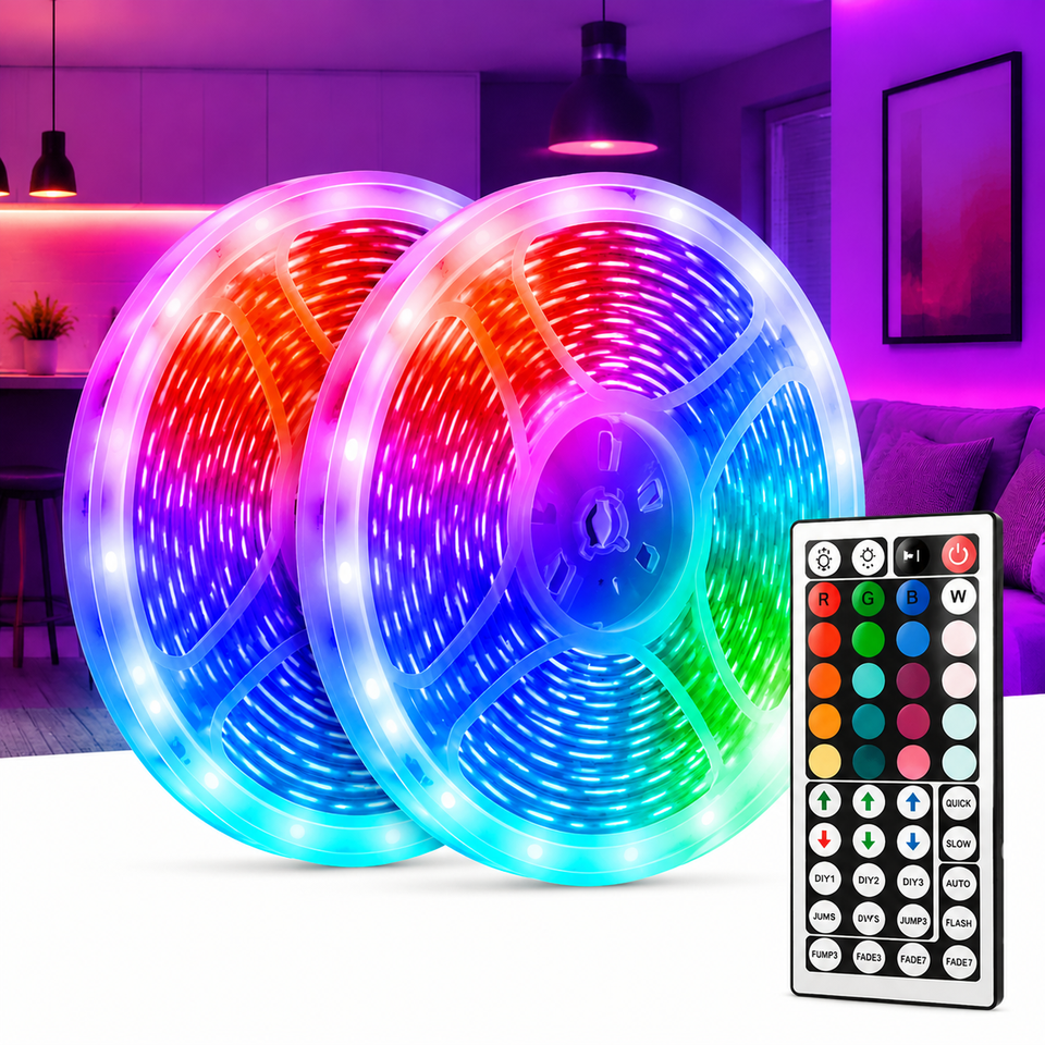  USB 5050 RGB LED Strip With Remote Control, 44 Lighting Modes Millions Gradient Colors Dimmable Bedroom Festival Decor Lights 