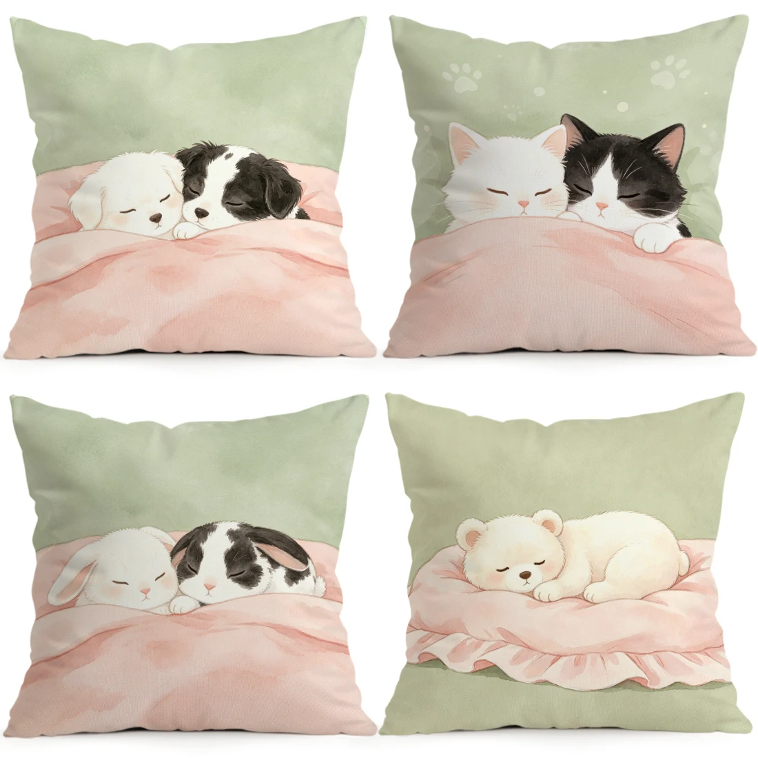 Sleeping Small Animals Pillowcase Printed Polyester 40/45/50cm Throw Pillowcover Decorative Sofa Cushion Pillowslip Home Decor