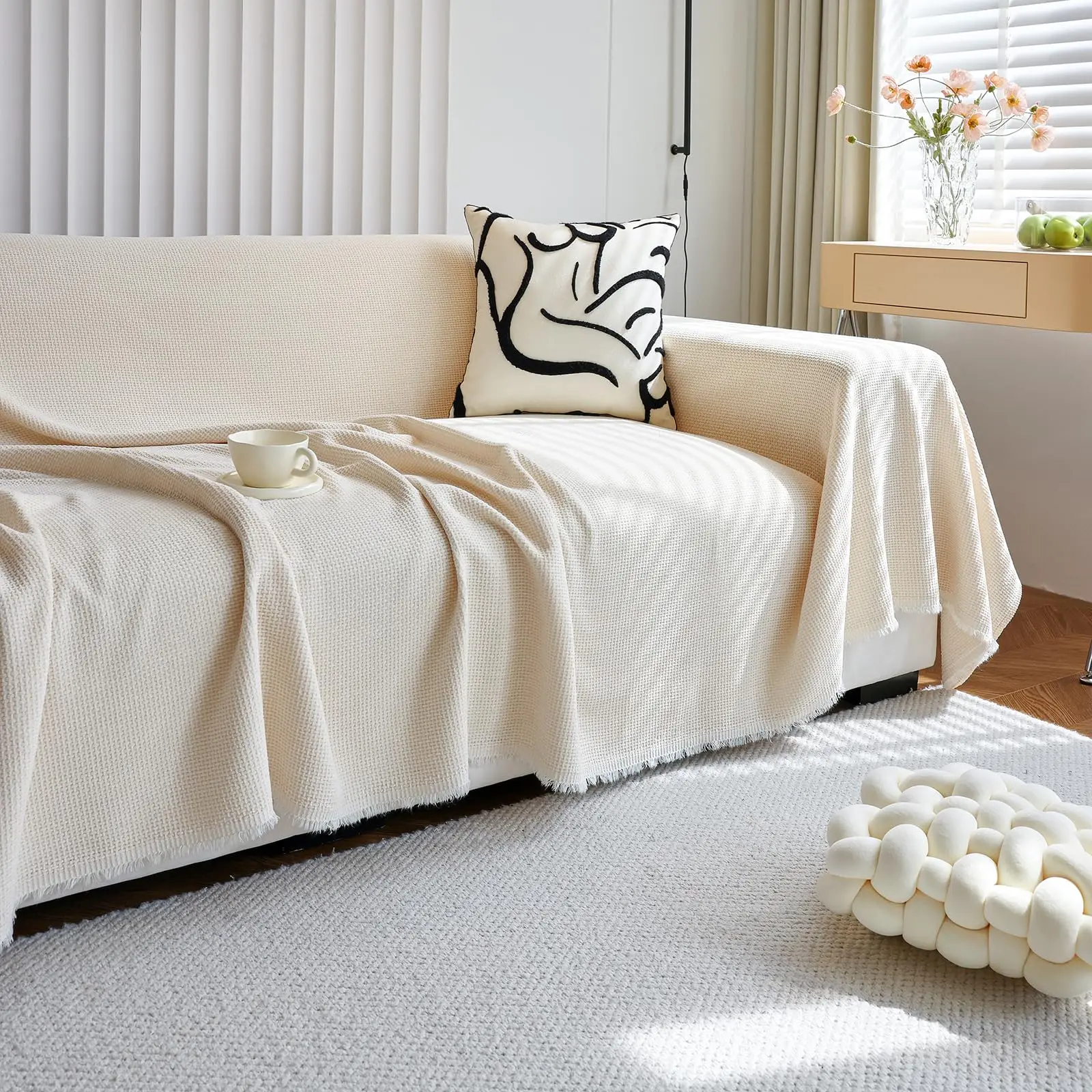

Couch Covers for Sofa Boho Sofa Covers Jacquard Corduroy Couch Cover Chenille Sofa Slipcover Soft Dog Couch Cover Protector